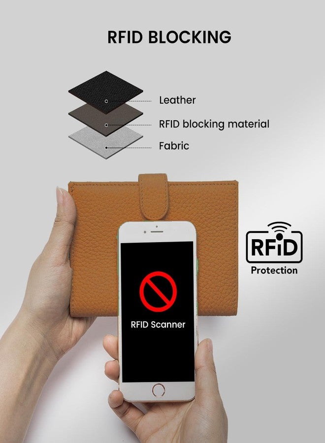 Karmiir RFID Passport Holder Travel Wallet for Women, Leather Passport Cover Wallet with Card Holders SIM Slots,Zippered Coins Pocket and Cash Slot Slim Compact Travel Wallet, Bright Brown, 4.13 - Image 4