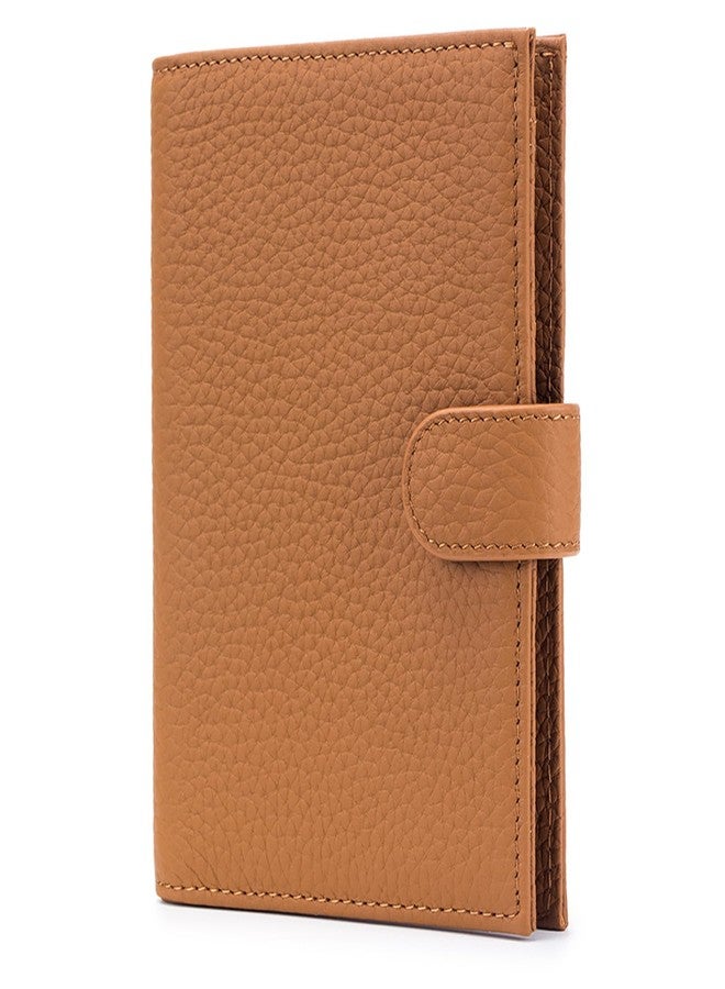 Karmiir RFID Passport Holder Travel Wallet for Women, Leather Passport Cover Wallet with Card Holders SIM Slots,Zippered Coins Pocket and Cash Slot Slim Compact Travel Wallet, Bright Brown, 4.13 - Image 1