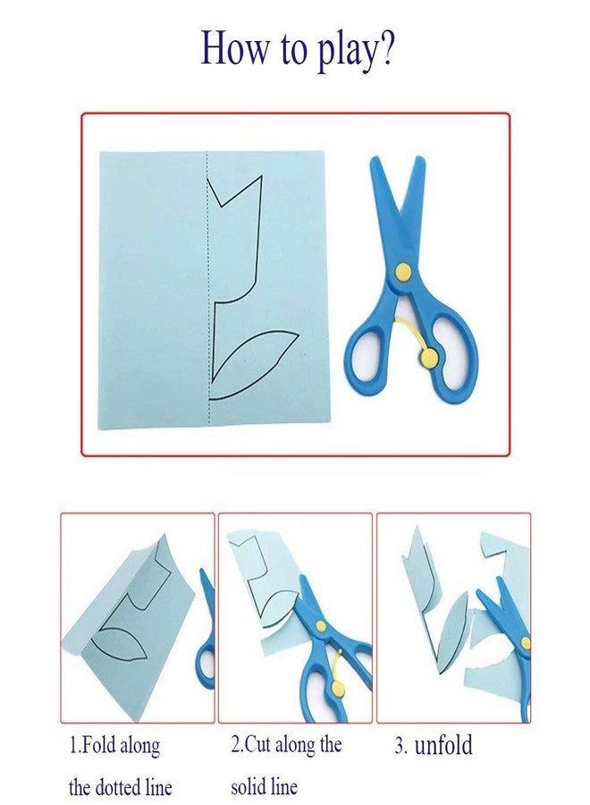 QIAONIUNIU Fun Paper-Cut Set; Paper Art; Scissor Skills Activity; Kids Scissors Crafts Kit; 120 Pages with A Pair of Child-Safe Scissors - Image 2