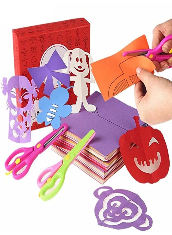 QIAONIUNIU Fun Paper-Cut Set; Paper Art; Scissor Skills Activity; Kids Scissors Crafts Kit; 120 Pages with A Pair of Child-Safe Scissors - Image 1