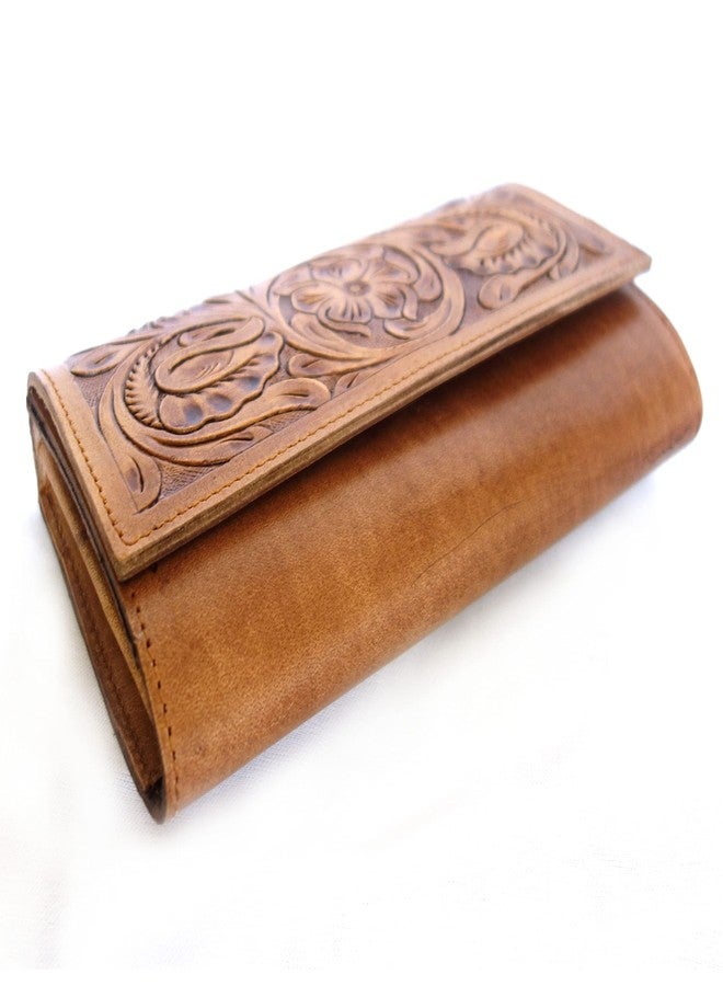 cords craft Purses for Women, Wallet for Wedding, Leather Clutch Bags, Western Leather Clutch with Flap, Tan, Medium - Image 3
