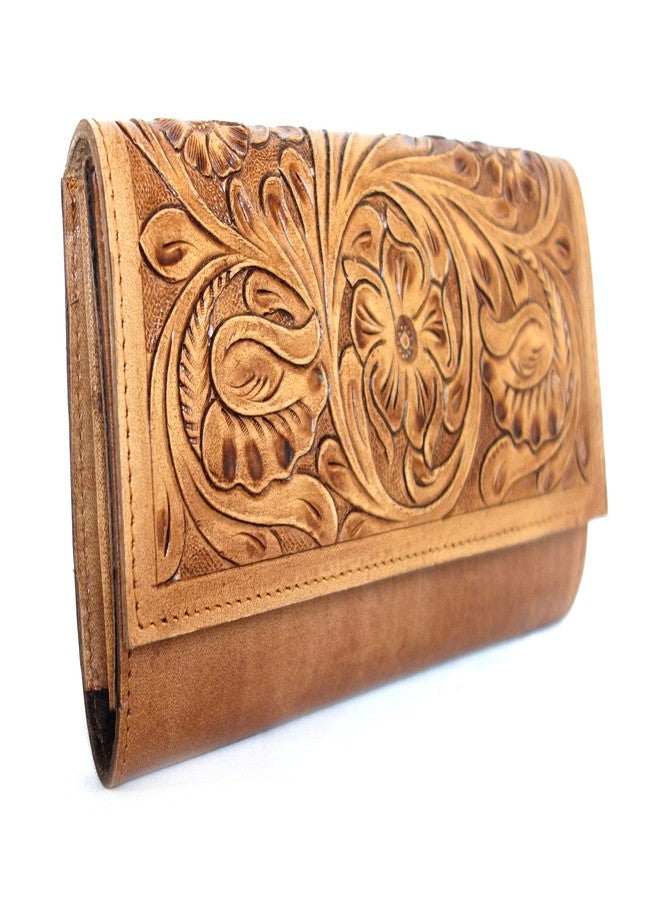 cords craft Purses for Women, Wallet for Wedding, Leather Clutch Bags, Western Leather Clutch with Flap, Tan, Medium - Image 1