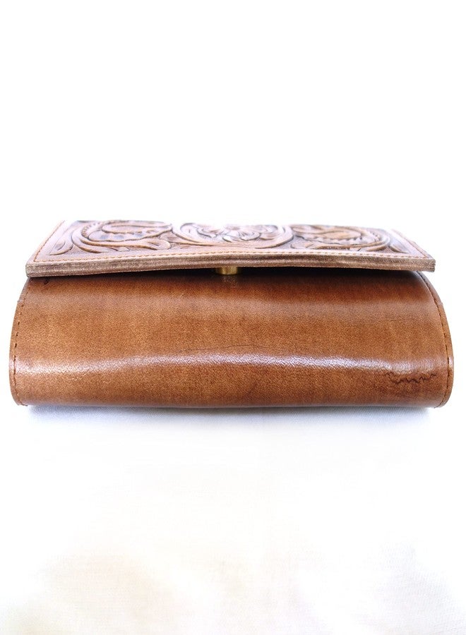 cords craft Purses for Women, Wallet for Wedding, Leather Clutch Bags, Western Leather Clutch with Flap, Tan, Medium - Image 5