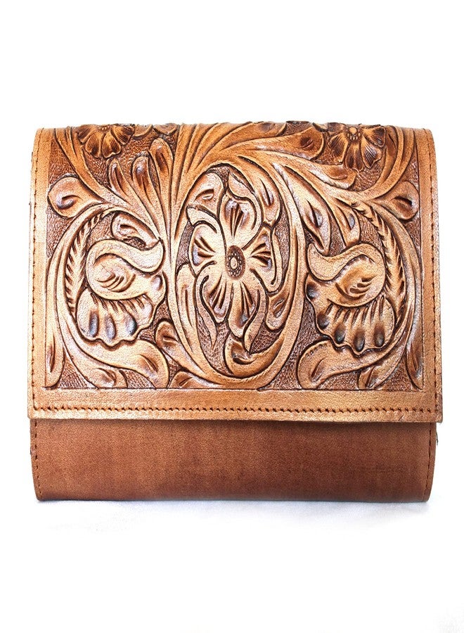 cords craft Purses for Women, Wallet for Wedding, Leather Clutch Bags, Western Leather Clutch with Flap, Tan, Medium - Image 4