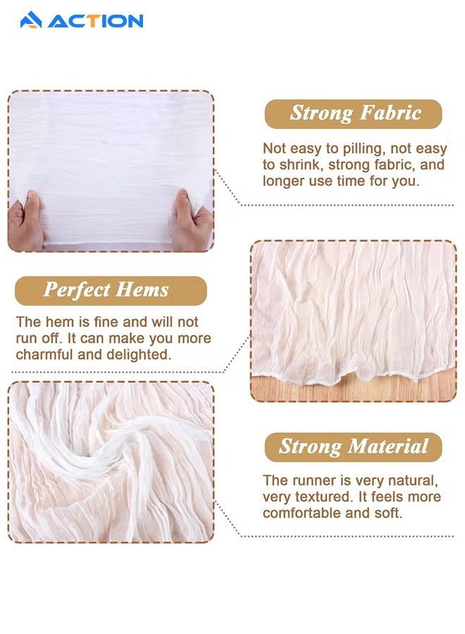 ACTION White Cheesecloth Table Runner Summer Boho Rustic Gauze 400cm Cheese Cloth Runner For Wedding Party Baby Shower Birthday Home Decor Holiday Decorations - Image 3