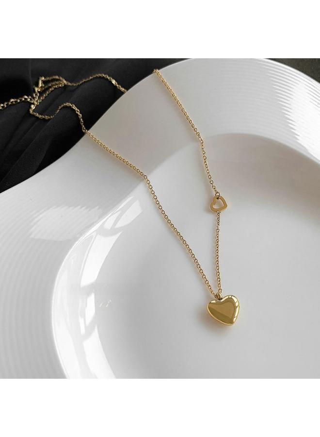 Non-fading South Korea Love Necklace Female Clavicle Chain Light Luxury Niche Design Sense New Titanium Steel Pendant 