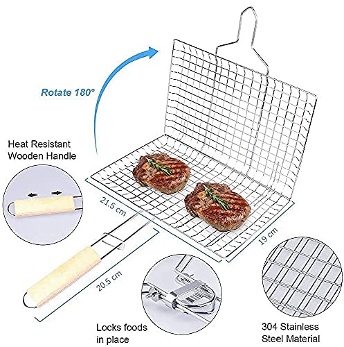 REPLEX BBQ Grill BasketPortable Fish Grilling Basket for Outdoor GrillRustproof 304 Stainless Steel Grill AccessoriesGrill Accessories for Vegetable Meat Shrimp Fish - Image 4