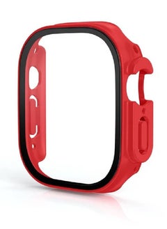 ZOOMEE 9H Tempered Glass Screen Protector + Slim Bumper Hard Case Cover For Apple Watch Ultra 49mm Red  - Image 1