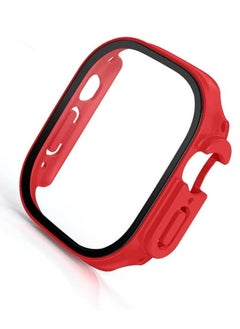 ZOOMEE 9H Tempered Glass Screen Protector + Slim Bumper Hard Case Cover For Apple Watch Ultra 49mm Red  - Image 2