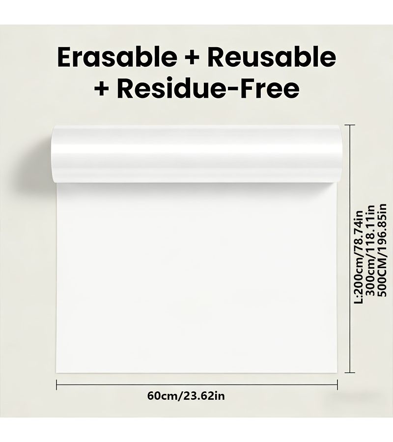 Electrostatic Adhesive Whiteboard Sticker 23.62x196.85inch Rewritable Reusable Wall Film - Image 2