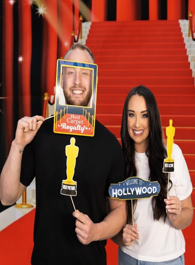 Outside The Booth Hollywood Photo Booth Props - 41-pc Photobooth Kit with 8 x 10-Inch Sign, 60 Adhesive Pads, 45 Sticks - Movie Night Supplies - Hollywood Party Decorations - Image 5