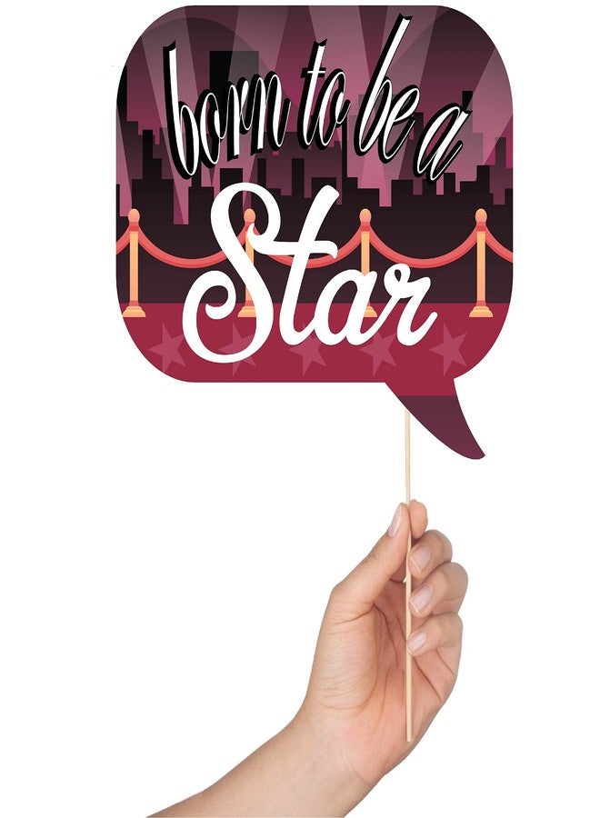 Outside The Booth Hollywood Photo Booth Props - 41-pc Photobooth Kit with 8 x 10-Inch Sign, 60 Adhesive Pads, 45 Sticks - Movie Night Supplies - Hollywood Party Decorations - Image 3