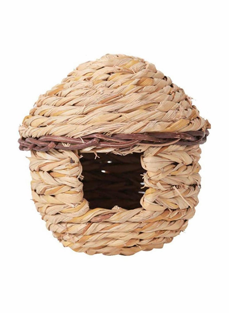 KASTWAVE Bird House, Hand-Woven Fiber Grass Hanging Bird Nest Roosting Pocket, Cozy Resting Place for Birds, Provides shelter from Cold Weather, Bird Hideaway from Predators, Natural Birdhouse - Image 1
