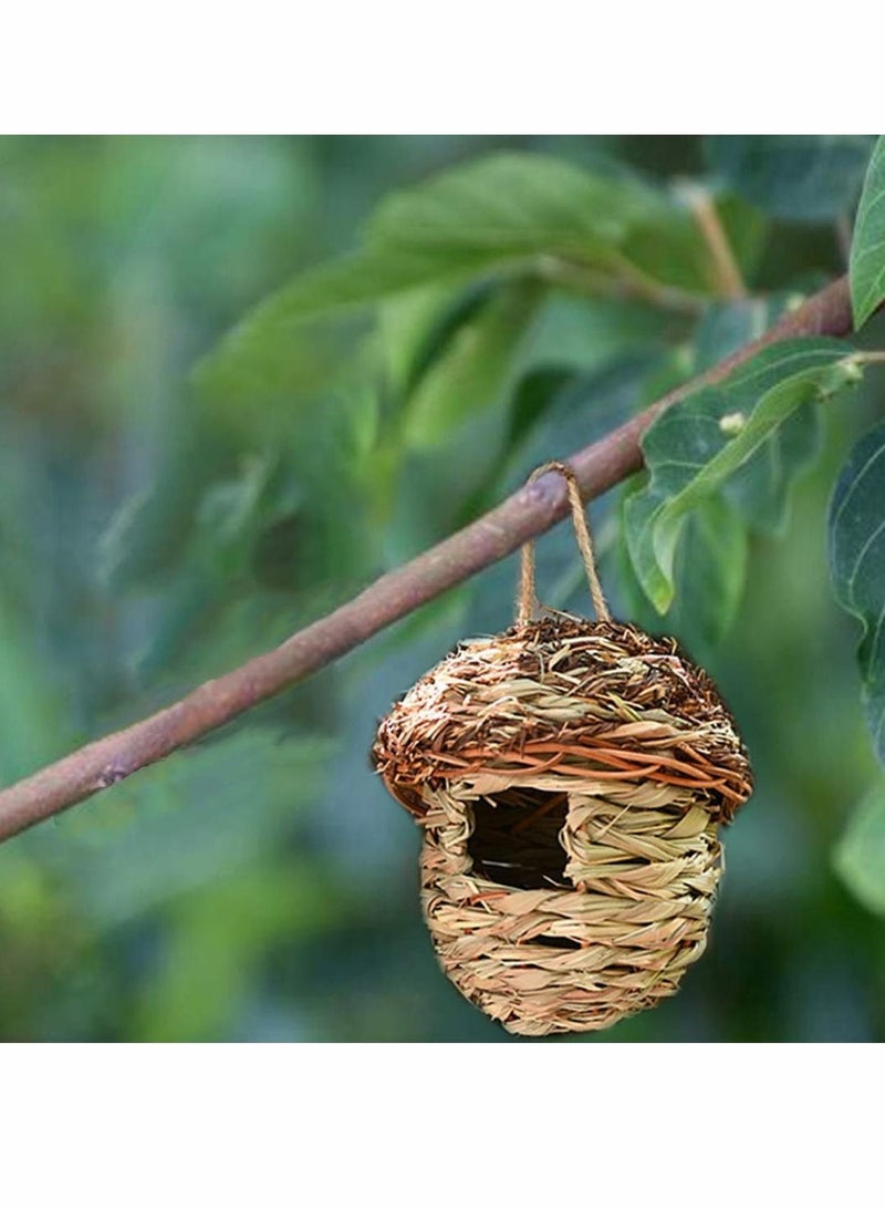 KASTWAVE Bird House, Hand-Woven Fiber Grass Hanging Bird Nest Roosting Pocket, Cozy Resting Place for Birds, Provides shelter from Cold Weather, Bird Hideaway from Predators, Natural Birdhouse - Image 2