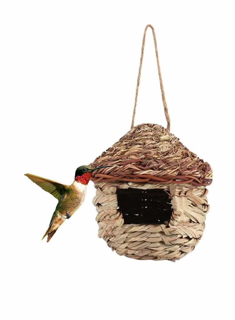 KASTWAVE Bird House, Hand-Woven Fiber Grass Hanging Bird Nest Roosting Pocket, Cozy Resting Place for Birds, Provides shelter from Cold Weather, Bird Hideaway from Predators, Natural Birdhouse - Image 4