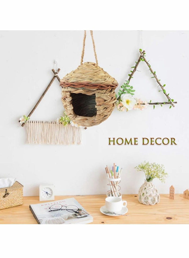 KASTWAVE Bird House, Hand-Woven Fiber Grass Hanging Bird Nest Roosting Pocket, Cozy Resting Place for Birds, Provides shelter from Cold Weather, Bird Hideaway from Predators, Natural Birdhouse - Image 3