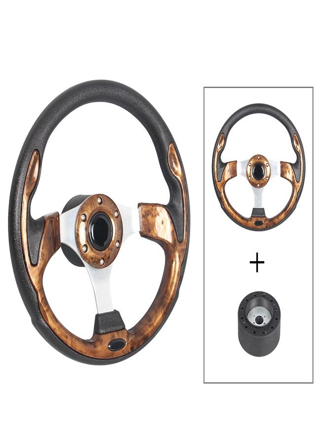 Spaorcco 12.5" Wood Grain Boat Steering Wheel Anti-Slip ，3/4 Inch Axle Marine Steering Wheel Adapter for Seastar and Verad, etc. for Marine Boats, Vessels, Yacht, Pontoon Boat - Image 2