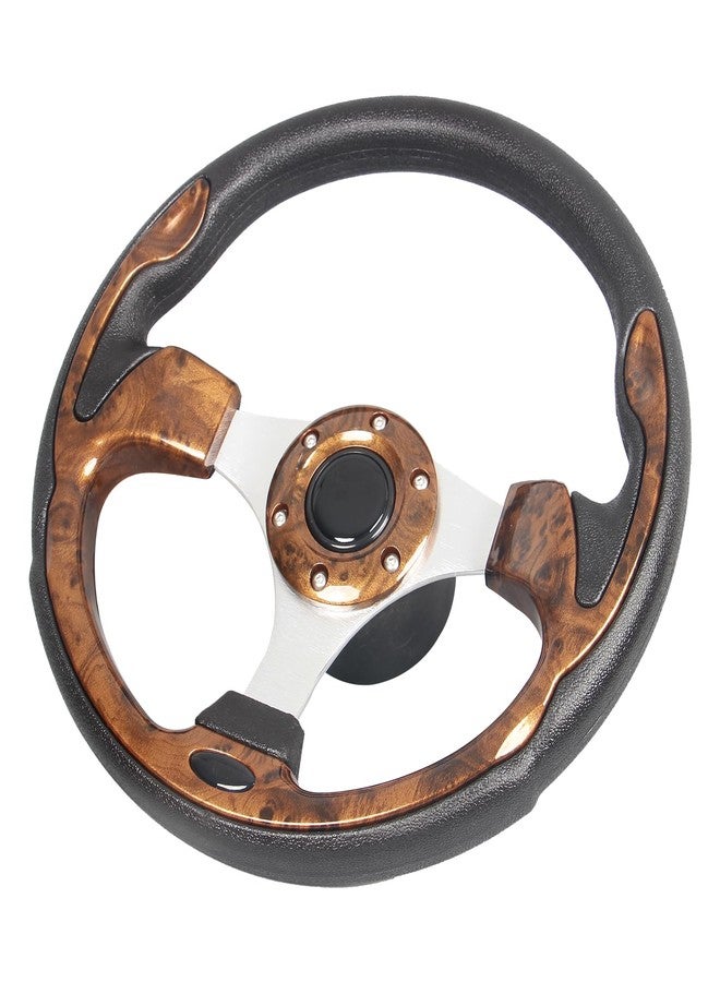 Spaorcco 12.5" Wood Grain Boat Steering Wheel Anti-Slip ，3/4 Inch Axle Marine Steering Wheel Adapter for Seastar and Verad, etc. for Marine Boats, Vessels, Yacht, Pontoon Boat - Image 1