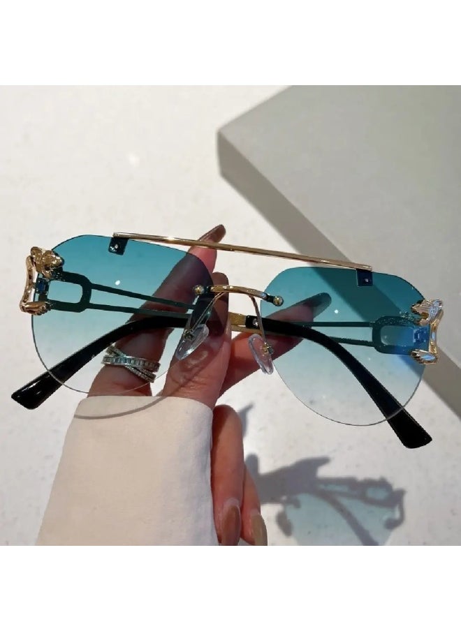 Generic - 2024 Sunglasses Women Luxury Rimless Retro Fashion Sunglasses Lunette Oversized Shades De Soleil Femme Gafas De Sol Mujer Lentes-Lenses Color:G-Frame Color:As the picture - Image 1
