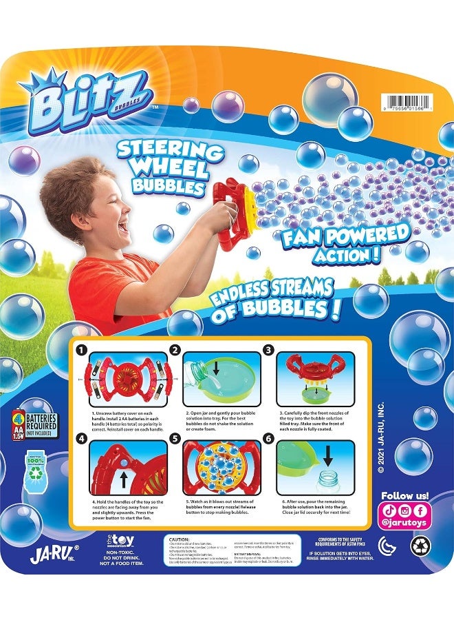 JA-RU Blitz Fan Bubble Wheel Blower w/ 2 Non Toxic Bubble Soap Solution (1 Pack) Battery Operated Automatic Bubble Maker Machine - Image 1