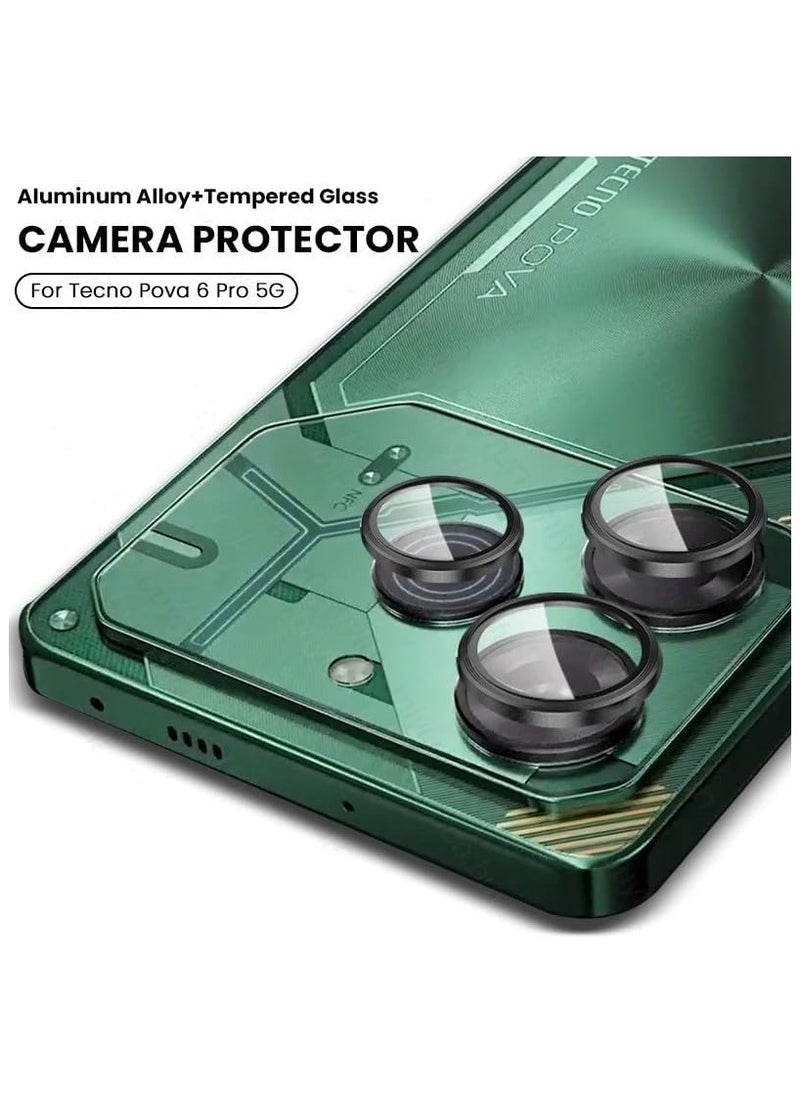 General Tecno Pova 6 Pro 5G Camera Lens Protector, 9H Tempered Glass Camera Cover Protector Metal Individual Ring for Tecno Pova 6 Pro  - Image 3