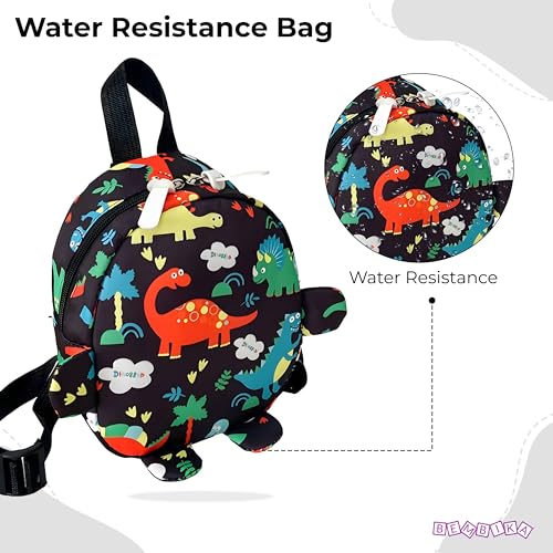 BEMBIKA Kindergarten Cute Cartoon Kids Small School Bag for Boys and Girls, Toddler Preschool Plush Travel bag, Casual Backpack for Kids � (Dino World Black) - Image 5