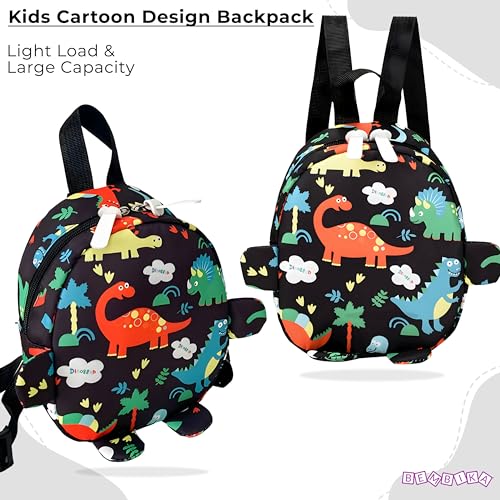 BEMBIKA Kindergarten Cute Cartoon Kids Small School Bag for Boys and Girls, Toddler Preschool Plush Travel bag, Casual Backpack for Kids � (Dino World Black) - Image 2