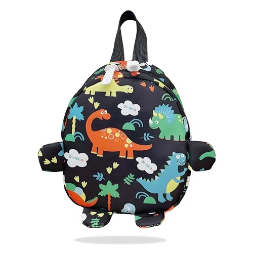 BEMBIKA Kindergarten Cute Cartoon Kids Small School Bag for Boys and Girls, Toddler Preschool Plush Travel bag, Casual Backpack for Kids � (Dino World Black) - Image 1