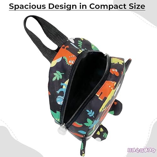 BEMBIKA Kindergarten Cute Cartoon Kids Small School Bag for Boys and Girls, Toddler Preschool Plush Travel bag, Casual Backpack for Kids � (Dino World Black) - Image 4