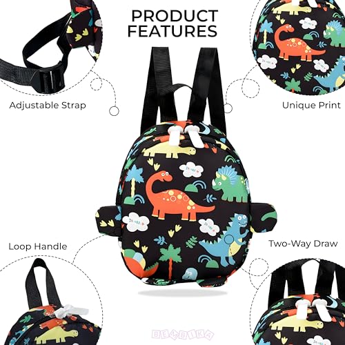 BEMBIKA Kindergarten Cute Cartoon Kids Small School Bag for Boys and Girls, Toddler Preschool Plush Travel bag, Casual Backpack for Kids � (Dino World Black) - Image 3