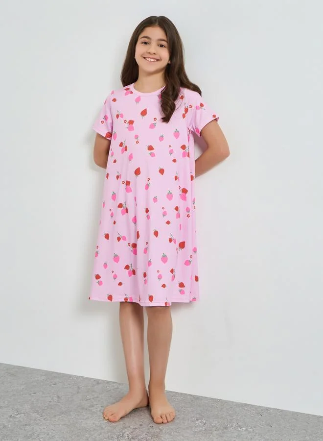 Styli Teen Girls Pack of 2 - Strawberry Print Nightdress