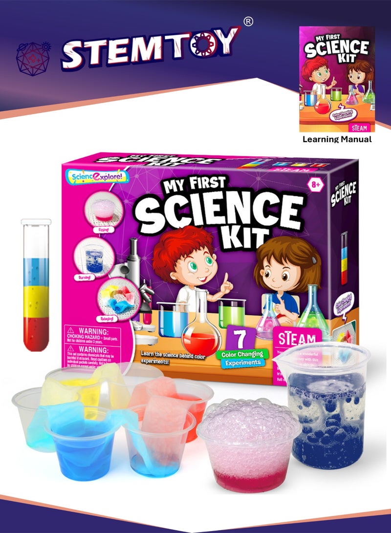 STEMTOY My First Science Kit for Kids 6+ – 7 Color Changing Experiments, Easy-to-Understand Chemistry & Physics for Early Learners, Hands-On STEM Educational Set for Boys & Girls - Image 1