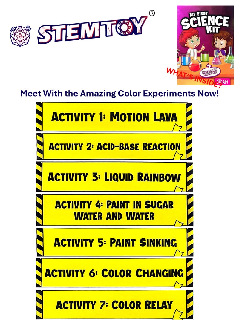 STEMTOY My First Science Kit for Kids 6+ – 7 Color Changing Experiments, Easy-to-Understand Chemistry & Physics for Early Learners, Hands-On STEM Educational Set for Boys & Girls - Image 3