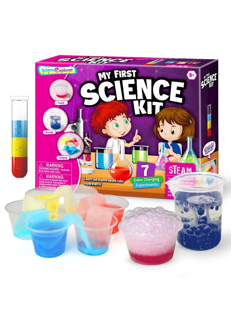 STEMTOY My First Science Kit for Kids 6+ – 7 Color Changing Experiments, Easy-to-Understand Chemistry & Physics for Early Learners, Hands-On STEM Educational Set for Boys & Girls 