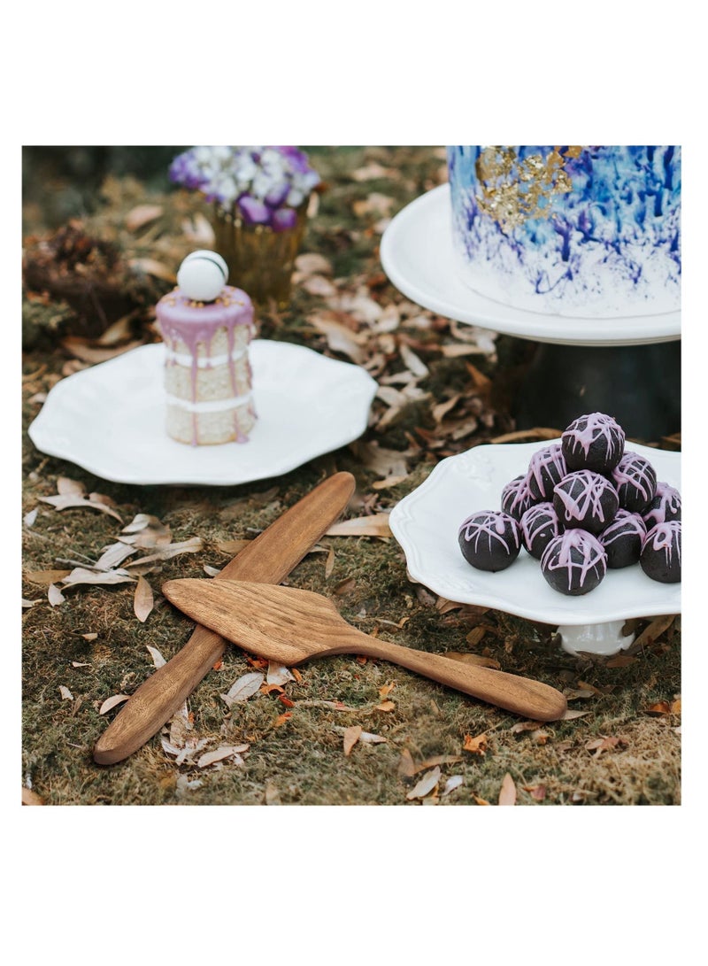 NIBEMINENT Wedding Cake Knife and Server Set Wooden Cutting for Wedding, Rustic Cutter Pie Gift Bridal Shower Anniversary Birthday 2 PC - Image 3