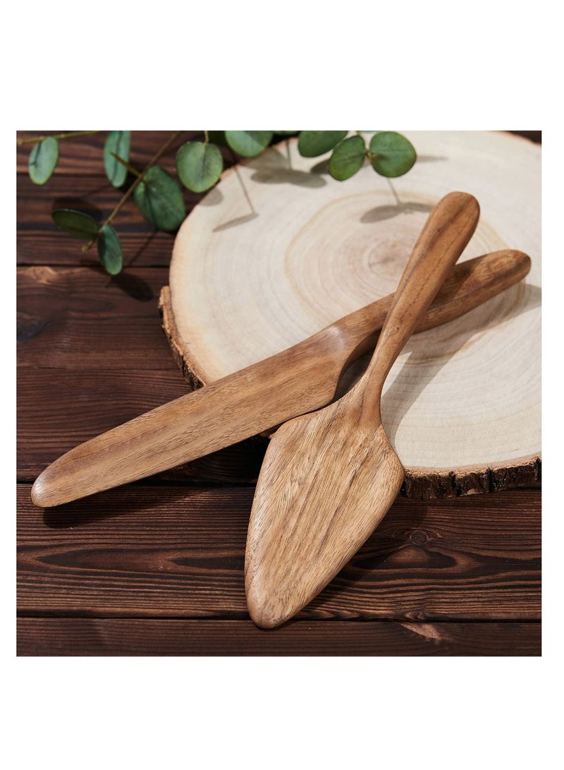NIBEMINENT Wedding Cake Knife and Server Set Wooden Cutting for Wedding, Rustic Cutter Pie Gift Bridal Shower Anniversary Birthday 2 PC - Image 1