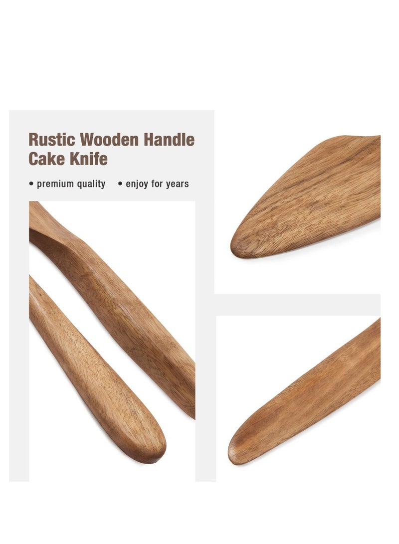 NIBEMINENT Wedding Cake Knife and Server Set Wooden Cutting for Wedding, Rustic Cutter Pie Gift Bridal Shower Anniversary Birthday 2 PC - Image 5