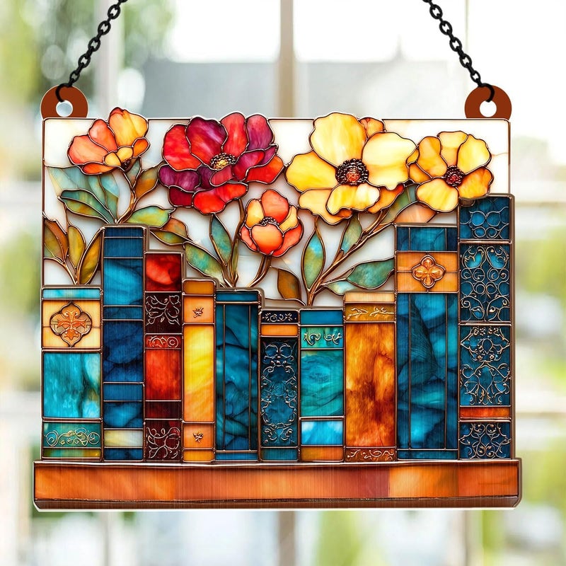 Jesuspirit - Window Hanging Suncatcher – Crystal Clear Acrylic & Wood Sun Catcher for Home Decor, for Women (The Floral Library, 8 Inches) - Image 3