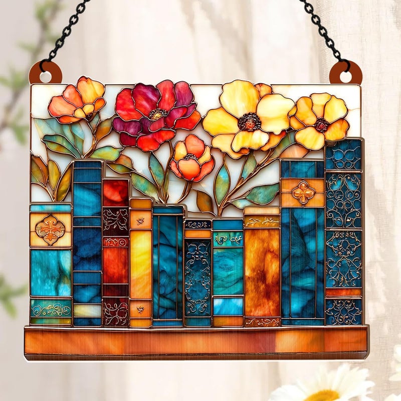 Jesuspirit - Window Hanging Suncatcher – Crystal Clear Acrylic & Wood Sun Catcher for Home Decor, for Women (The Floral Library, 8 Inches) - Image 4
