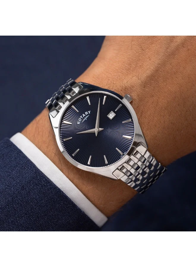 Rotary  Rotary Men's Ultra Slim Blue Dial Stainless Steel Bracelet Watch - GB08010/05 for Men | Best Price UAE