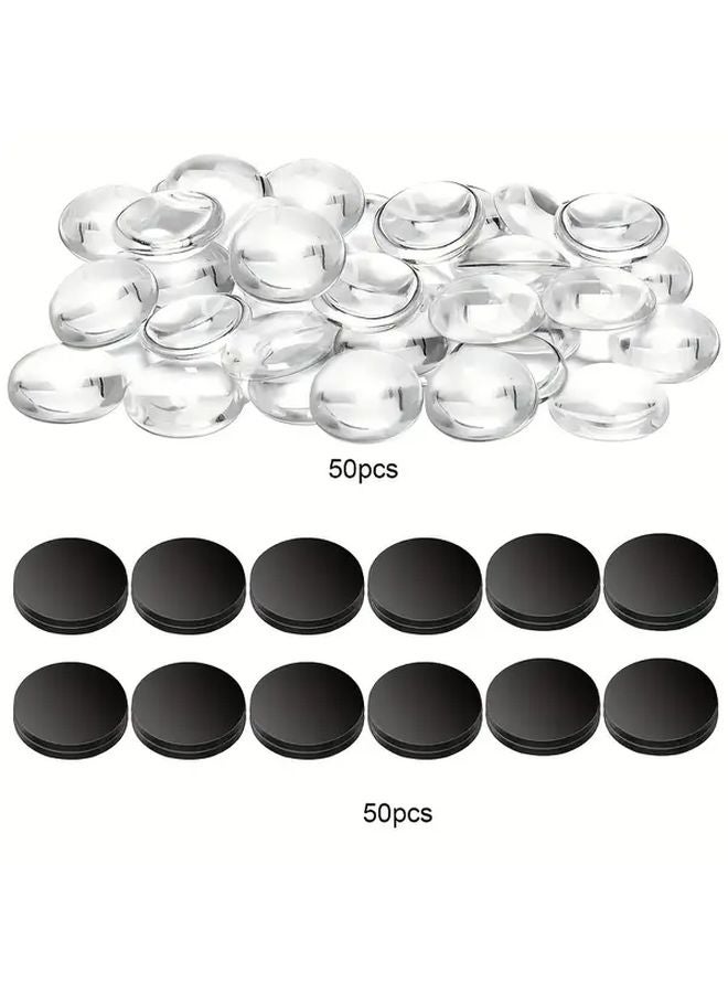 100 قطعة نقاط مغناطيسية زجاجية مستديرة ذات ظهر لاصق مغناطيسات ثلاجة لسجلات القصاصات والمطبخ والمكتب - Image 1