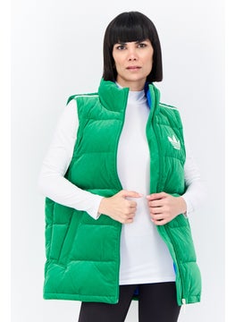 adidas Originals Women Sportswear Fit Sleeveless Outdoor Vest Jackets, Green  - Image 1