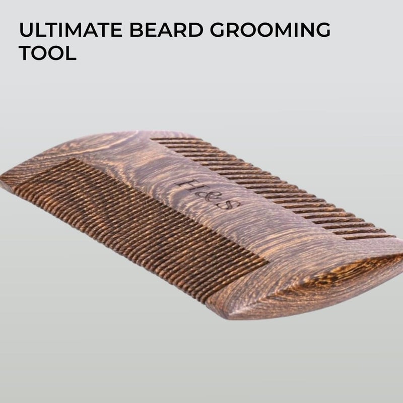 H&S Wooden Beard & Mustache Comb for Men, Tangle-Free Wooden Beard Straightener, Sandal Scent Travel Growth Comb for Hair Care - Image 5