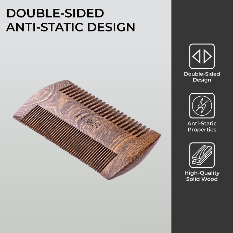 H&S Wooden Beard & Mustache Comb for Men, Tangle-Free Wooden Beard Straightener, Sandal Scent Travel Growth Comb for Hair Care - Image 4