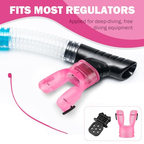 OVOVFANY 2Pack Scuba Diving Mouthpieces, Replacement Silicone Comfort Bite Customize Moldable Regulator Mouthpiece with Zip Tie Fits Most Standard Adults Diving Regulators (Transparent Pink) - Image 4