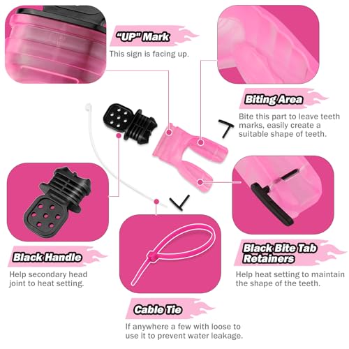 OVOVFANY 2Pack Scuba Diving Mouthpieces, Replacement Silicone Comfort Bite Customize Moldable Regulator Mouthpiece with Zip Tie Fits Most Standard Adults Diving Regulators (Transparent Pink) - Image 5