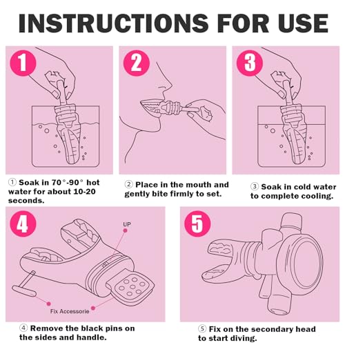 OVOVFANY 2Pack Scuba Diving Mouthpieces, Replacement Silicone Comfort Bite Customize Moldable Regulator Mouthpiece with Zip Tie Fits Most Standard Adults Diving Regulators (Transparent Pink) - Image 3
