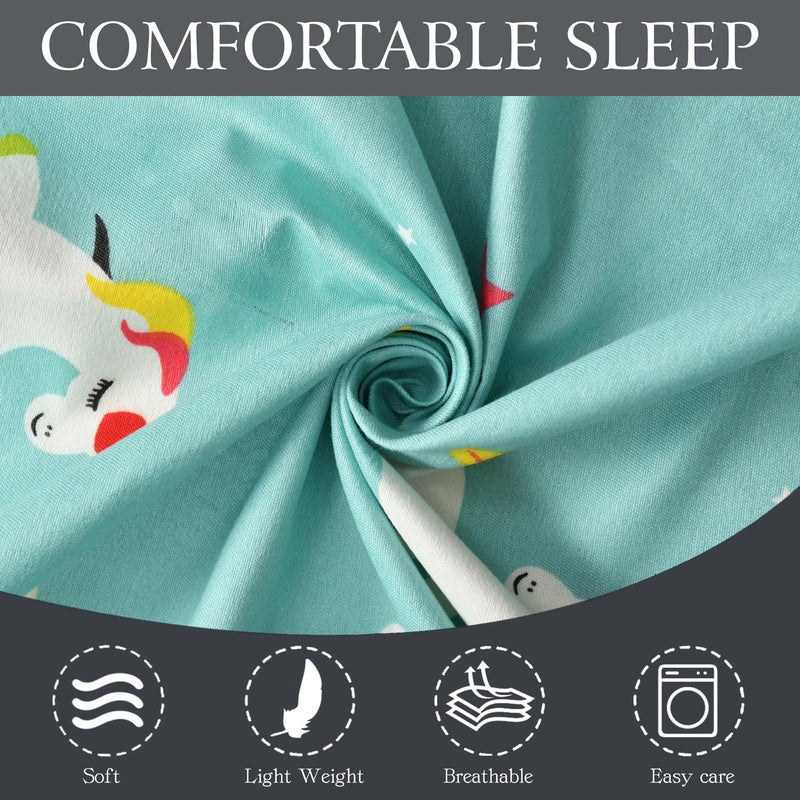 FRESH FROM LOOM شراشف سرير ميكروفايبر خالية من التجاعيد للأطفال بحجم كينغ 90x90 بوصة مع تصميم يونيكورن لغرف الأولاد والبنات - Image 2