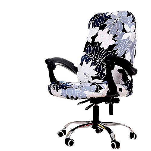 WOMACO Printed Office Chair Covers, Stretch Computer Chair Cover Universal Boss Chair Covers Modern Simplism Style High Back Chair Slipcover - Leaves and Flowers, Large - Image 1