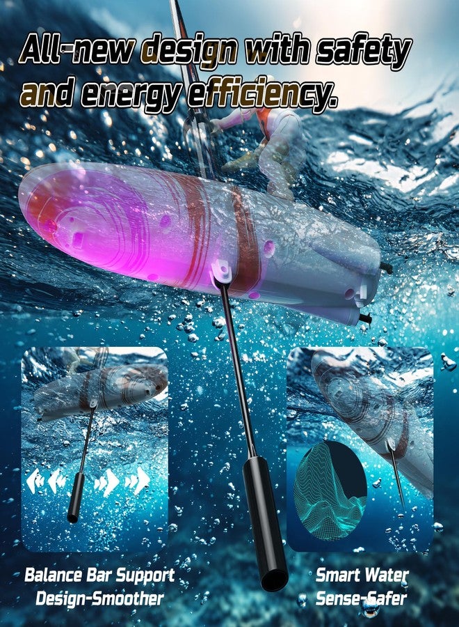 DEERC 2 Pack Remote Control Boat for Kids,2.4Ghz RC Sailboat with LED Lights for Pools,Lake and Bathtub,Summer Outdoor Water Toys Never Capsize Gift for Kids Boys Girls - Image 3